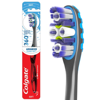 Colgate 360° Advanced Floss Tip Bristles Manual Toothbrush Soft - Each - Image 1