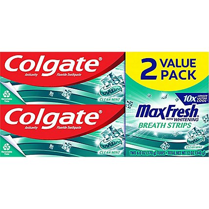 Colgate Mint MaxFresh Anticavity Fluoride Toothpaste 2 Pack - 6 Oz - Image 2