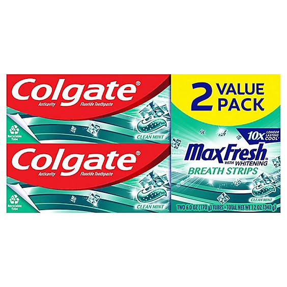 Colgate Mint MaxFresh Anticavity Fluoride Toothpaste 2 Pack - 6 Oz
