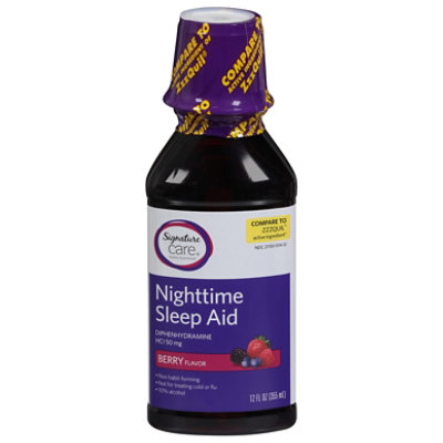 Signature Select/Care Nighttime Sleep Aid Diphenhydramine HCl 50mg Berry - 12 Fl. Oz. - Image 3