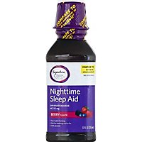 Signature Care Nighttime Sleep Aid Diphenhydramine HCl 50mg Berry - 12 Fl. Oz. - Image 2