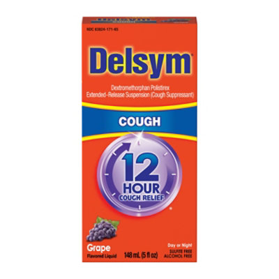 Delsym Cough Suppressant Cough Relief 12 Hour Grape Flavored - 5 Fl. Oz. - Image 3