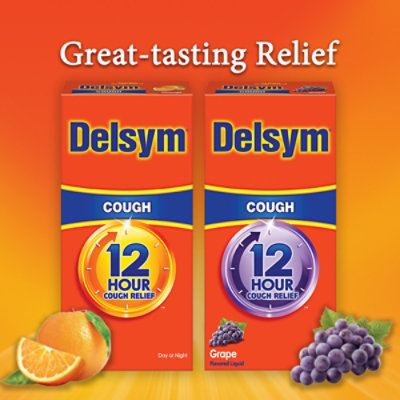 Delsym Cough Suppressant Cough Relief 12 Hour Grape Flavored - 5 Fl. Oz. - Image 5