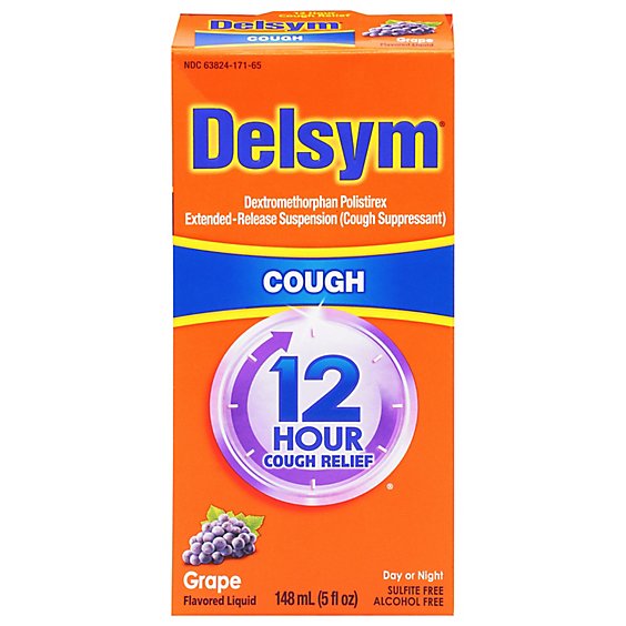 Delsym Cough Suppressant Cough Relief 12 Hour Grape Flavored - 5 Fl. Oz.