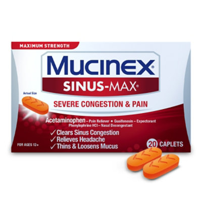 Mucinex Sinus-Max Medicine Severe Congestion Relief Maximum Strength Caplets - 20 Count - Image 3