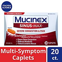 Mucinex Sinus-Max Medicine Severe Congestion Relief Maximum Strength Caplets - 20 Count - Image 1