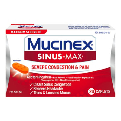 Mucinex Sinus-Max Medicine Severe Congestion Relief Maximum Strength Caplets - 20 Count - Image 3