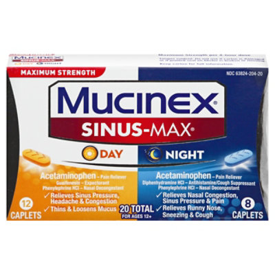 Mucinex Sinus-Max Day & Night Medicine Maximum Strenght Caplets - 20 Count - Image 3