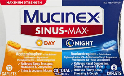 Mucinex Sinus-Max Day & Night Medicine Maximum Strenght Caplets - 20 Count - Image 2