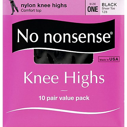 No nonsense Knee Highs Nylon Comfort Top Sheer Toe Black - 10 Count - Image 2