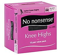 No nonsense Knee Highs Nylon Comfort Top Sheer Toe Black - 10 Count