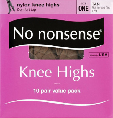 No nonsense Knee Highs Nylon Comfort Top Tan Reinforced Toe Size One Value Pack - 10 Count - Image 2