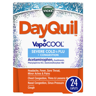 Vicks DayQuil Severe Plus VapoCool Caplets Cold & Flu Relief Non Drowsy - 24 Count - Image 1