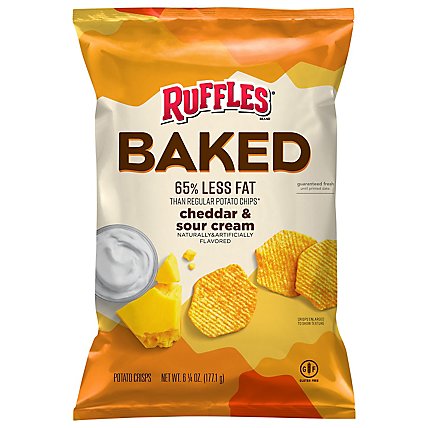 Ruffles Potato Crisps Oven Baked Cheddar & Sour Cream Flavored - 6.25 Oz - Image 3