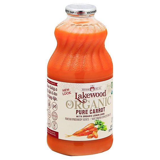 Lakewood Organic Fresh Pressed Juice Pure Carrot with Organic Lemon Juice - 32 Fl. Oz.