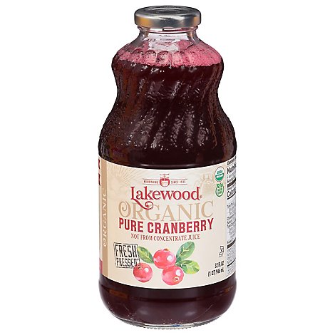 Lakewood Organic Pressed GMO Free Juice Pure Cranberry - 32 Fl. Oz.
