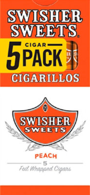 Swisher Sweets Cigarillos Peach - 5 Package - Image 1