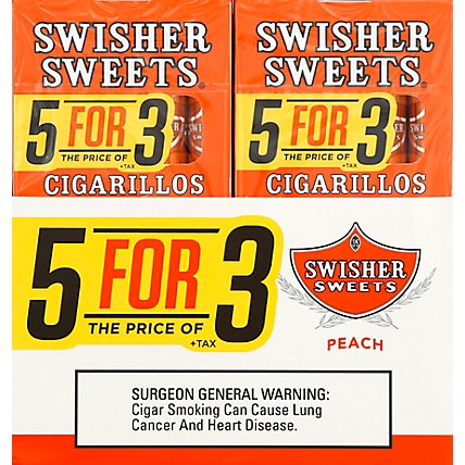 Swisher Sweets Cigarillos Peach 5for3 - Case - Image 2