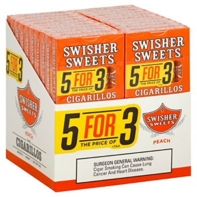 Swisher Sweets Cigarillos Peach 5for3 - Case