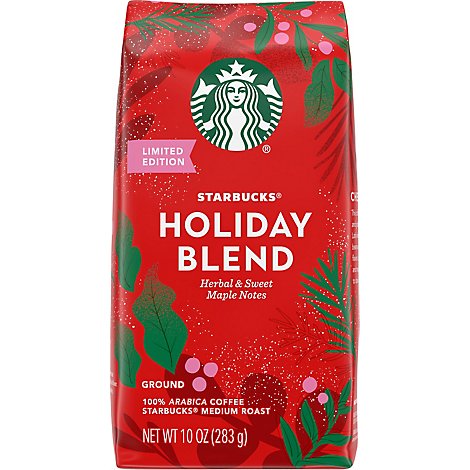 Starbucks Coffee Ground Medium Roast Holiday Blend Bag - 10 Oz