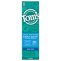 Toms of Maine Toothpaste Flouride Simply White Clean Mint - 4.7 Oz - Image 3