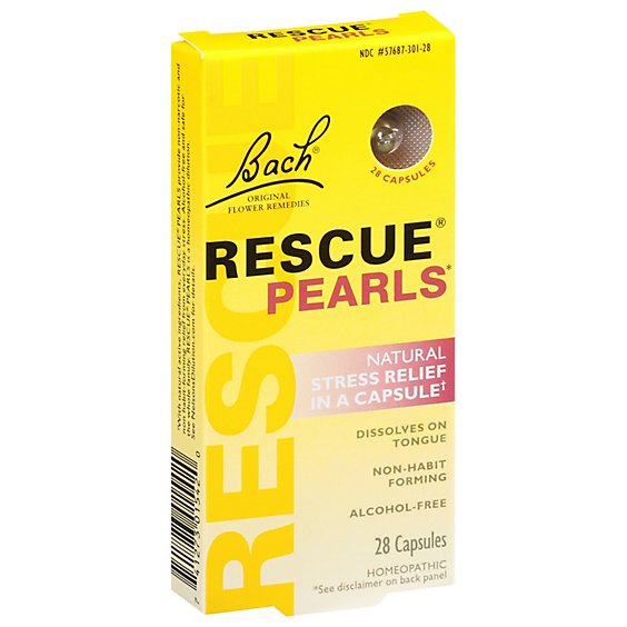 Bach Rescue Remedy Pearls Natural Stress Relief Dissolvable Capsulas - 28 Count