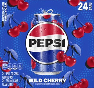 Pepsi Cola Wild Cherry Soda Cans - 24-12 Fl. Oz. - Image 6