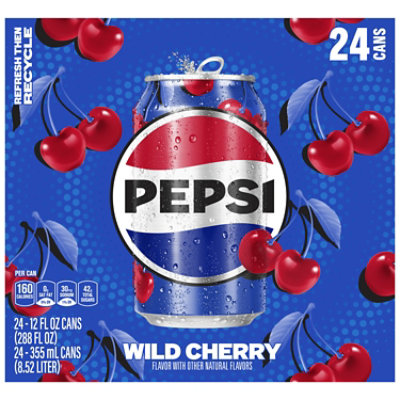 Pepsi Cola Wild Cherry Soda Cans - 24-12 Fl. Oz. - Image 2