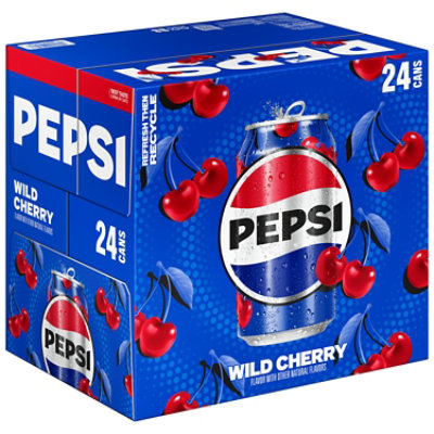 Pepsi Wild Cherry Soda Pop, 12 fl oz, 24 Pack Cans