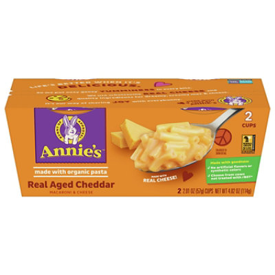 Annies Homegrown Macaroni & Cheese Real Aged Cheddar 2 Count Cup - 4.02 Oz - Image 1