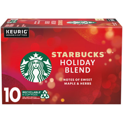 Starbucks Holiday Blend 100% Arabica Medium Roast K Cup Coffee Pods Box 10 Count - Each - Image 1