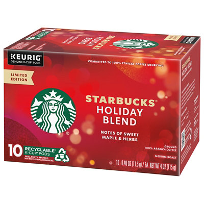 Starbucks Holiday Blend 100% Arabica Medium Roast K Cup Coffee Pods Box 10 Count - Each - Image 3