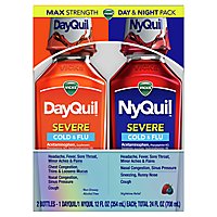 Vicks DayQuil NyQuil SEVERE Cold Flu & Congestion Medicine Pack - 2-12 Fl. Oz. - Image 1