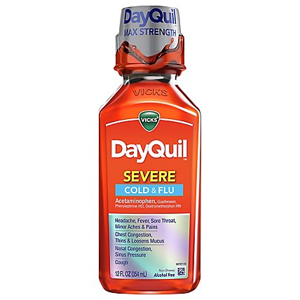 Vicks DayQuil Medicine For Severe Cold & Flu Relief Non Drowsy Syrup - 12 Fl. Oz. - Image 2
