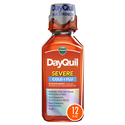 Vicks DayQuil Medicine For Severe Cold & Flu Relief Non Drowsy Syrup - 12 Fl. Oz. - Image 1