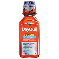 Vicks DayQuil Medicine For Severe Cold & Flu Relief Non Drowsy Syrup - 12 Fl. Oz. - Image 1