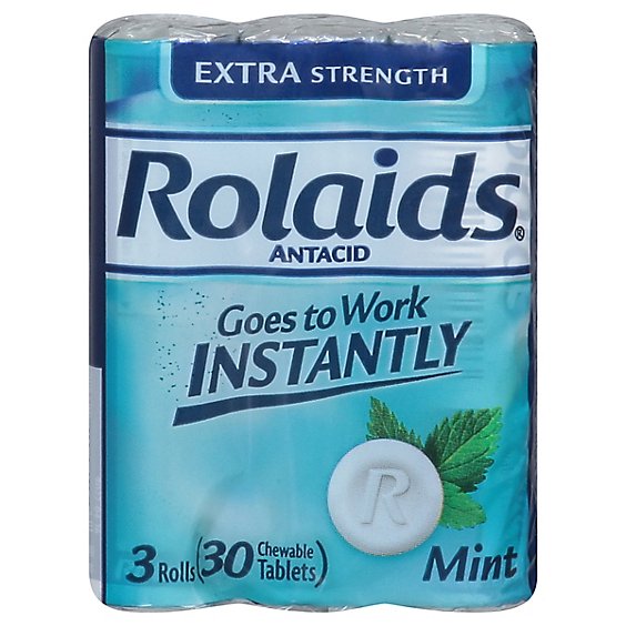 Rolaids Antacid Extra Strength Chewable Tablets Mint - 30 Count