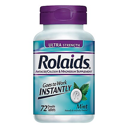 Rolaids Ultra Strength Tablets Mint Bottle - 72 Count - Image 1
