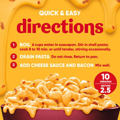 Velveeta Shells & Cheese with Bacon - Shell Pasta & Cheese Sauce - 10.3 Oz - Image 5