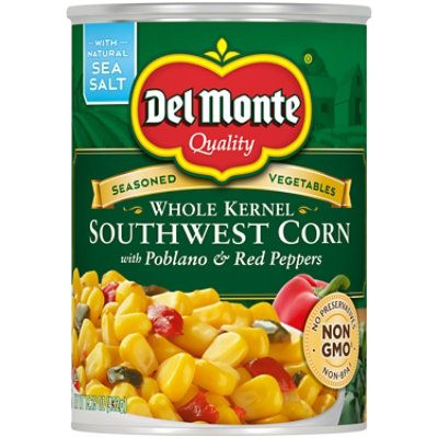 Del Monte Corn Whole Kernel Southwest with Poblano & Red Peppers - 15.25 Oz - Image 1