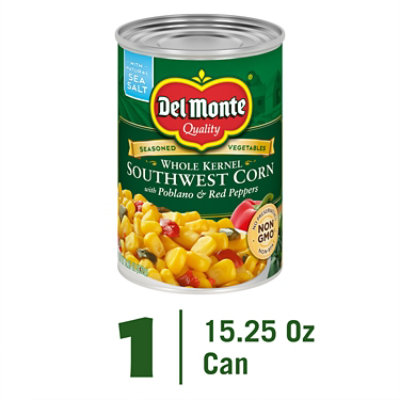 Del Monte Corn Whole Kernel Southwest with Poblano & Red Peppers - 15.25 Oz - Image 3