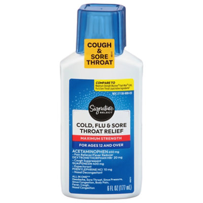 Signature Select/Care Maximum Strength Cold Flu & Sore Throat Relief - 6 Fl. Oz. - Image 2