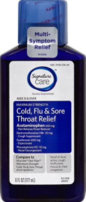 Signature Select/Care Maximum Strength Cold Flu & Sore Throat Relief - 6 Fl. Oz. - Image 2