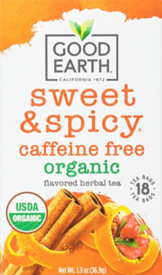 Good Earth Teas Sweet & Spicy Organic Herbal Tea Caffeine Free 18 Count - 1.3 Oz - Image 2