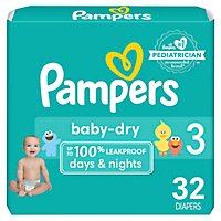 Pampers Baby Size 3 Dry Diapers - 32 Count - Image 1