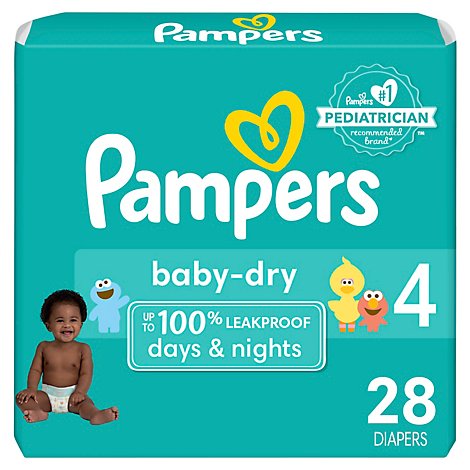 Pampers Baby Size 4 Dry Diapers - 28 Count