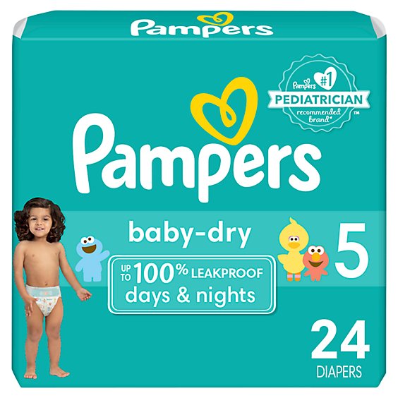 Pampers Baby Size 5 Dry Diapers - 24 Count