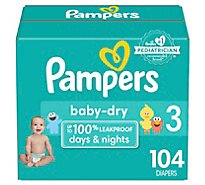 Pampers Baby Size 3 Dry Diapers - 104 Count