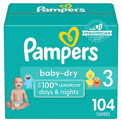 Pampers Baby Size 3 Dry Diapers - 104 Count