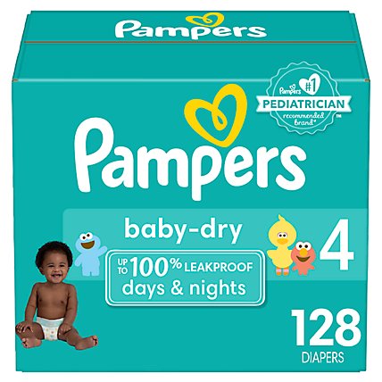 Pampers Baby Size 4 Dry Diapers - 128 Count - Image 2